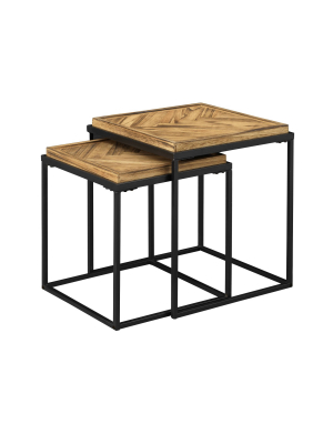 Set Of 2 Bronson Nesting Tables Brown - Treasure Trove Accents