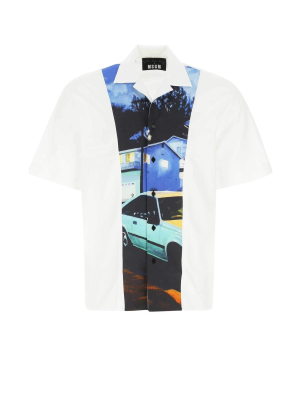 Msgm Graphic Panelled Short-sleeve Shirt