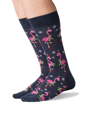 Men's Santa Flamingos Crew Socks