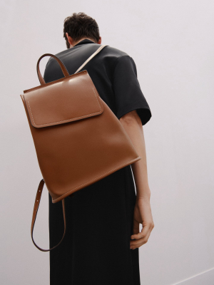 Topstitched Flap Backpack