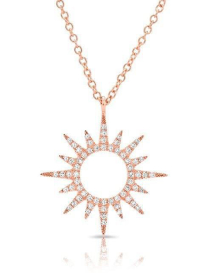 14kt Rose Gold Diamond Open Mini Sunburst Necklace