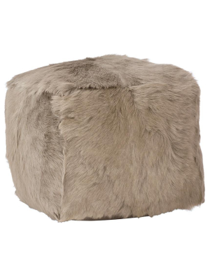 Lyndon Leigh Fur Pouf - Light Grey