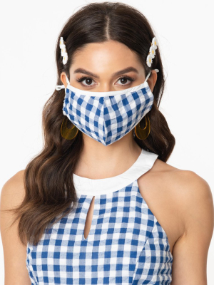 Smak Parlour Blue & White Gingham Face Mask