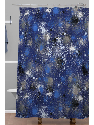 Ninola Design Ink Splatter Night Shower Curtain Blue - Deny Designs