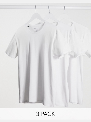 Selected Homme 3 Pack Crew Neck T-shirt In White