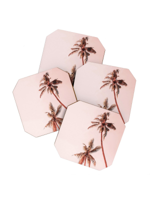 Gale Switzer Sunset Palm Trees Coaster Set - Deny Designs