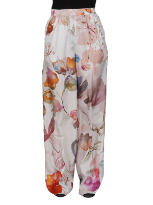 Agnona Floral Printed High Waisted Pants