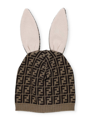 Fendi Kids Ff Motif Bunny Ears Beanie