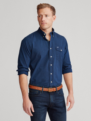 Indigo Dot-print Shirt