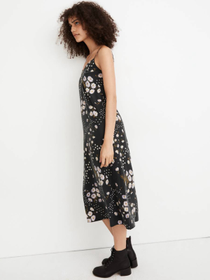 Silk Eva Slip Dress In Polka Daisies