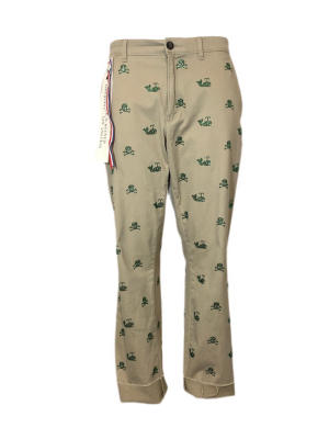 Womens Green 'skull Crossbones And Whales' Khaki Pants