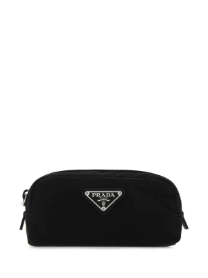 Prada Logo Plaque Zipped Toiletry Bag