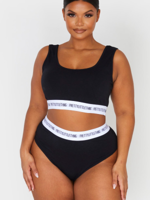 Prettylittlething Plus Black Crop Bra