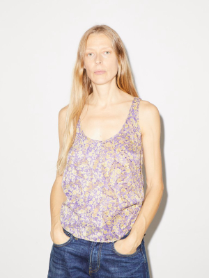 Floral Jacquard Tank In Purple