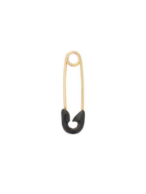 Black Enamel Safety Pin Earring