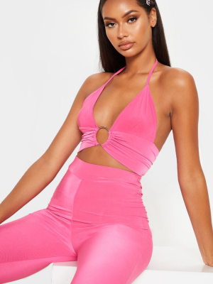 Hot Pink Plunge Ring Detail Bralet