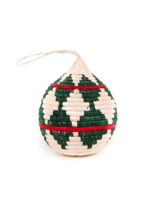 Handwoven Baskets By Blu Green + Red Bulb Ornament