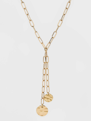 Linked Chain And Discs Long Necklace - A New Day™ Gold