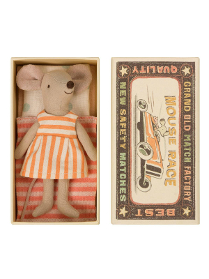 Maileg Matchbox Mouse · Big Sister In Striped Dress