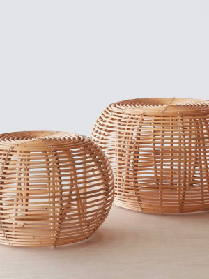 Java Rattan Ottomans