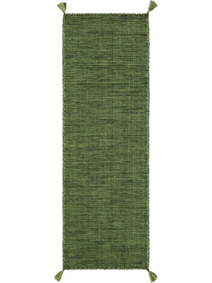 Montauk Washed Green/black Runner Rug