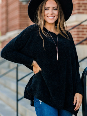 Think It Over Black Fuzzy Tunic