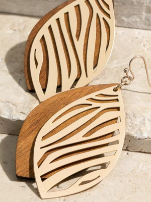 Tyra Zebra Wood Earrings