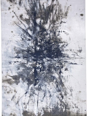 Feizy Gaspar Contemorary Abstract Splatter Rug - Snow White & Ice Blue - Available In 6 Sizes