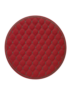 Bodrum Quilted Diamond Placemat - Forest & Red - Set Of 4