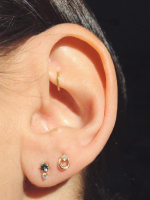 Square Diamond Crescent Stud Earrings