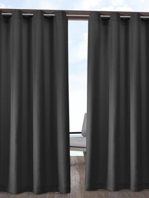 Set Of 2 120"x54" Solid Cabana Grommet Top Light Filtering Curtain Panels Charcoal - Exclusive Home