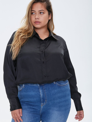 Plus Size Satin Shirt