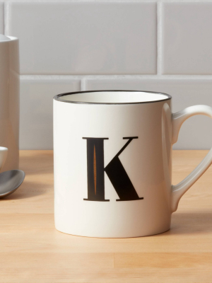 16oz Stoneware Monogram K Mug White - Threshold™