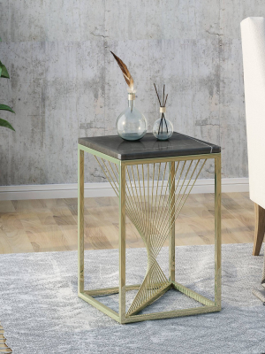 Arvid Modern Faux Marble Accent Table Black - Christopher Knight Home