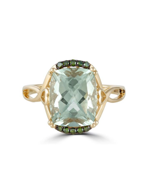 Effy 14k Yellow Gold Green Amethyst And Diamond Ring, 3.73 Tcw