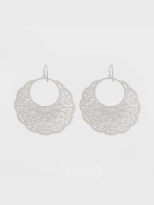 Rhodium Filigree Drop Earrings - A New Day™ Silver