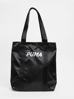 Puma Logo Tote Bag In Black