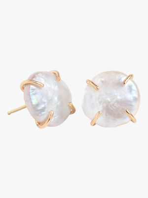 Prong Set Pearl Stud Earrings