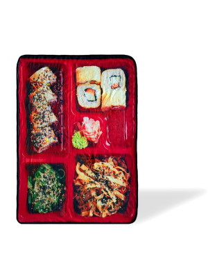 Just Funky Japanese Bento Box Large Fleece Throw Blanket | Food Blankets | 60 X 45 Inches