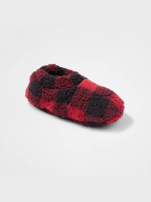 Women's Buffalo Check Sherpa High Cut Pull-on Slipper Socks With Grippers