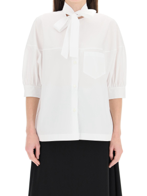 Prada Tie Neck Short Sleeve Shirt