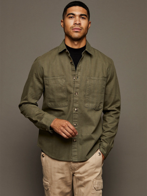 Khaki Herringbone Overshirt