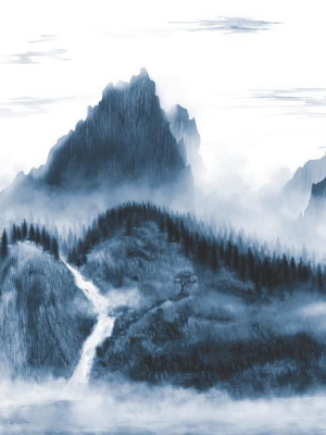 Majestic Mountains Peel & Stick Wall Mural In Blue By Roommates For York Wallcoverings