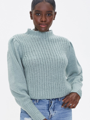 Mock Neck Ribbed Sweater