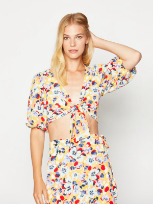 Chelsea Tie-front Floral Crop Top