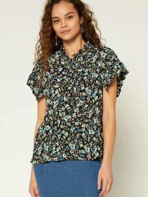 Crinkle Texture Floral Top