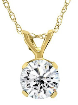 Pompeii3 3/4ct Diamond Solitaire Pendant 14k Yellow Gold