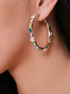 Faux Gem Hoop Earrings