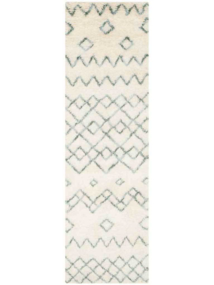 Casablanca Tribal Ivory/blue Runner Rug