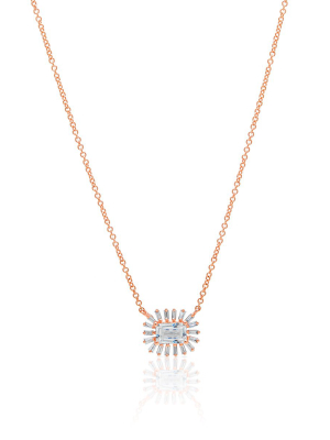 14kt Rose Gold Topaz Baguette Diamond Audelia Necklace